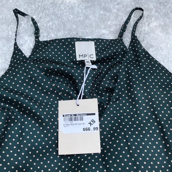 Mink Pink emerald green silky dot top - Picture 2 of 5